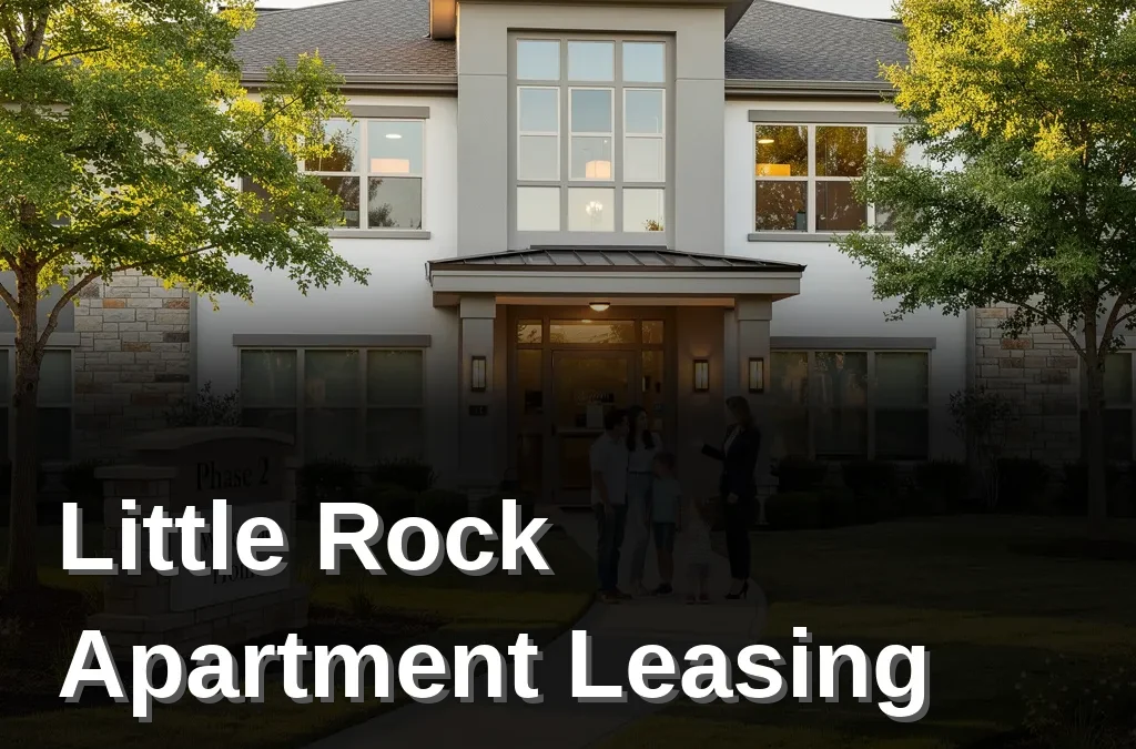 Little Rock apartment community exterior at sunset